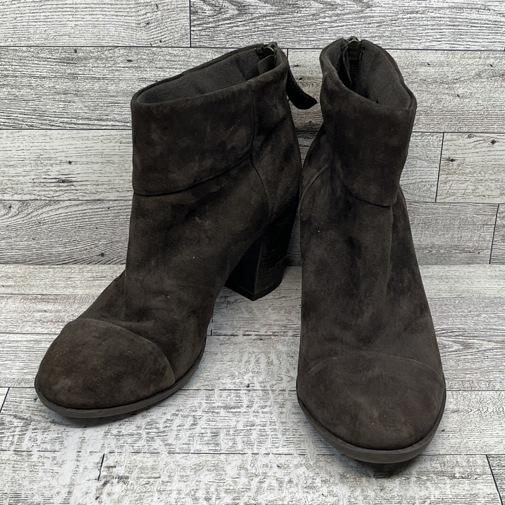 Clarks Enfield Tess Brown Suede Zip Block Heel Ankle Bootie Women Size 6M